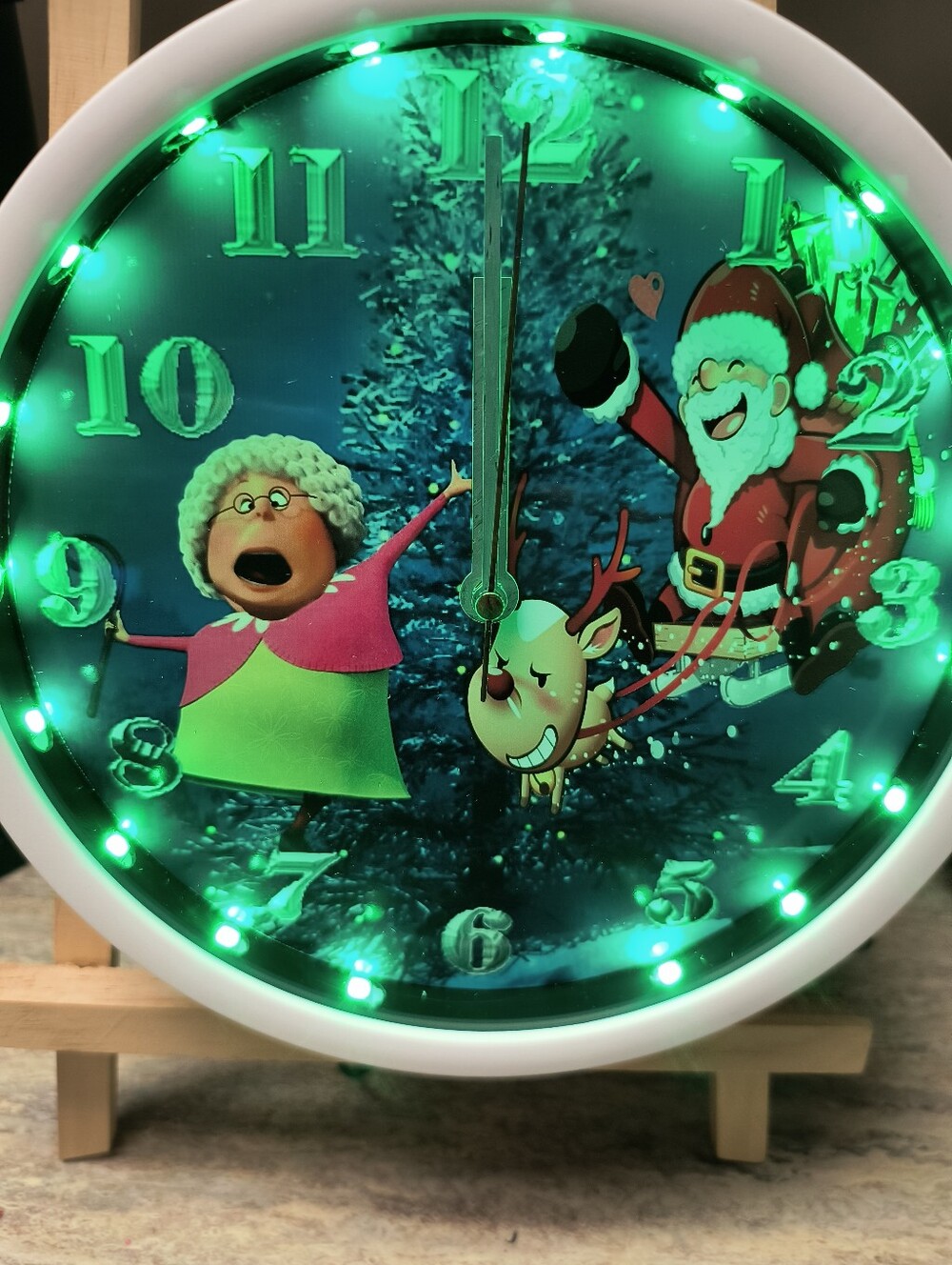 Grandma Got Runned Over By A Reindeer LED Wall Clock - Green